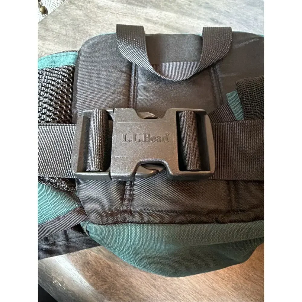 Vintage LL Bean Fanny Pack Green Hiking Waist Pack Zipper Multi Water Bottle